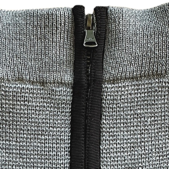LOFT | WOOL BLEND GREY & BLACK COLOR BLOCK KNIT SKIRT ZIPPER BACK | SMALL - Picture 5 of 8